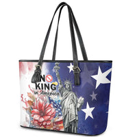 No Kings In America Leather Tote Bag Watercolor Floral - Wonder Print Shop