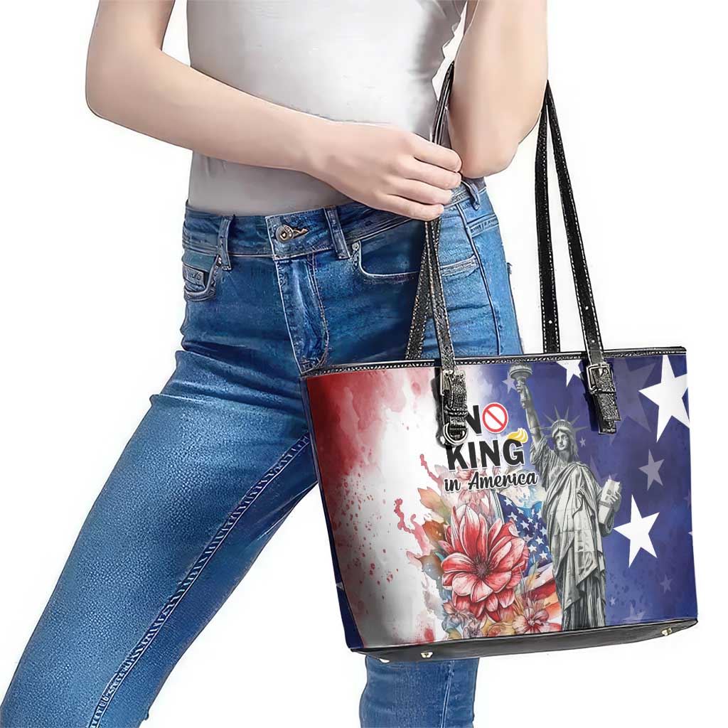 No Kings In America Leather Tote Bag Watercolor Floral - Wonder Print Shop