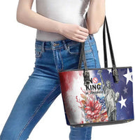 No Kings In America Leather Tote Bag Watercolor Floral - Wonder Print Shop