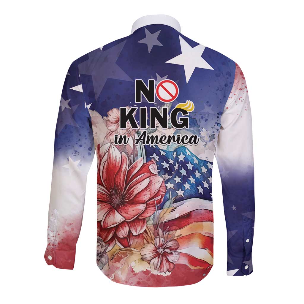 No Kings In America Long Sleeve Button Shirt Watercolor Floral - Wonder Print Shop