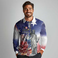 No Kings In America Long Sleeve Polo Shirt Watercolor Floral - Wonder Print Shop