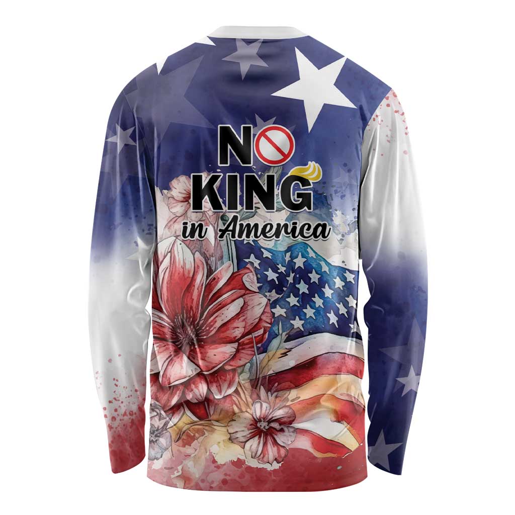 No Kings In America Long Sleeve Shirt Watercolor Floral - Wonder Print Shop