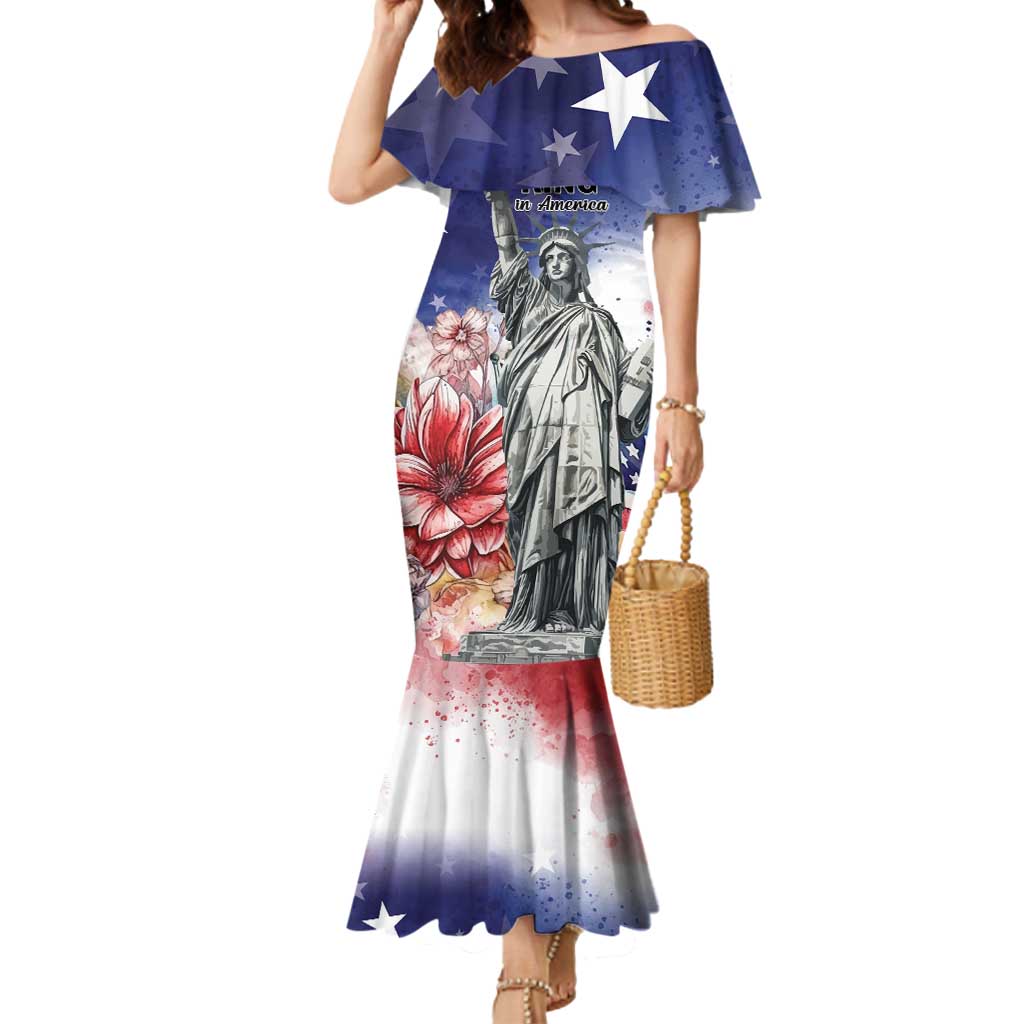 No Kings In America Mermaid Dress Watercolor Floral - Wonder Print Shop