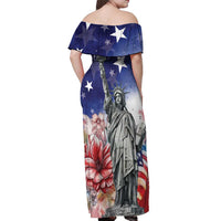 No Kings In America Off Shoulder Maxi Dress Watercolor Floral - Wonder Print Shop
