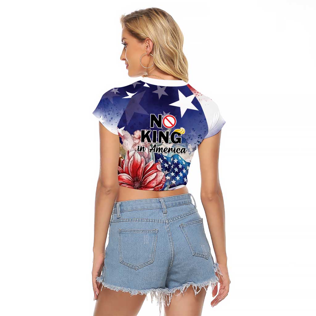 No Kings In America Raglan Cropped T Shirt Watercolor Floral - Wonder Print Shop