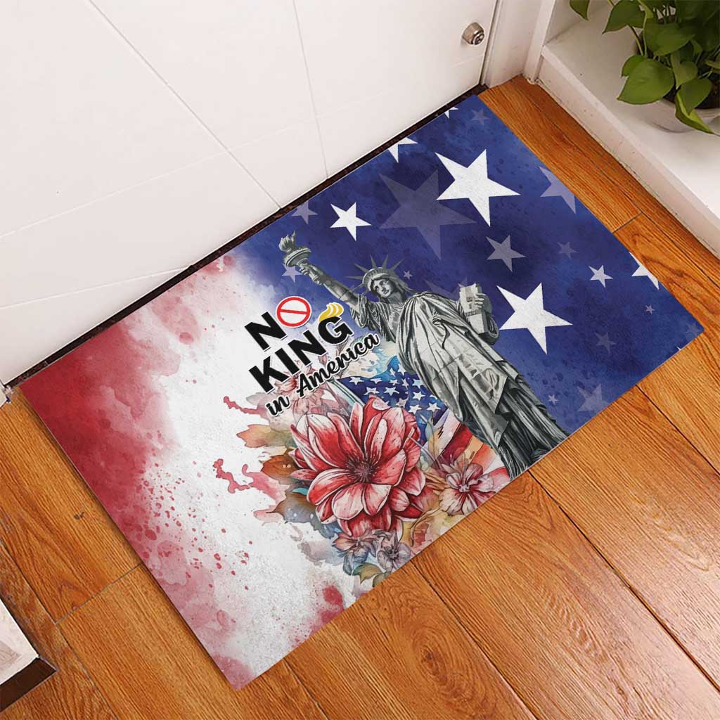 No Kings In America Rubber Doormat Watercolor Floral - Wonder Print Shop