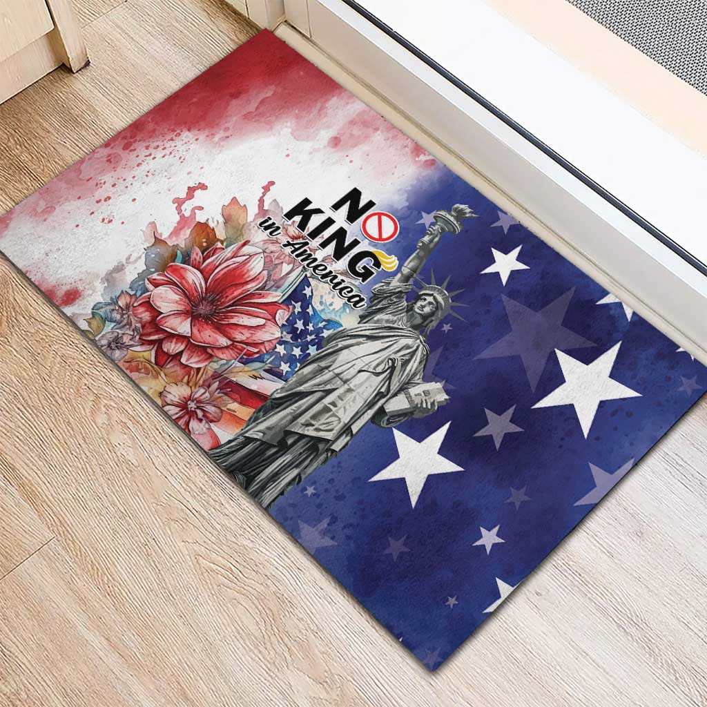No Kings In America Rubber Doormat Watercolor Floral - Wonder Print Shop