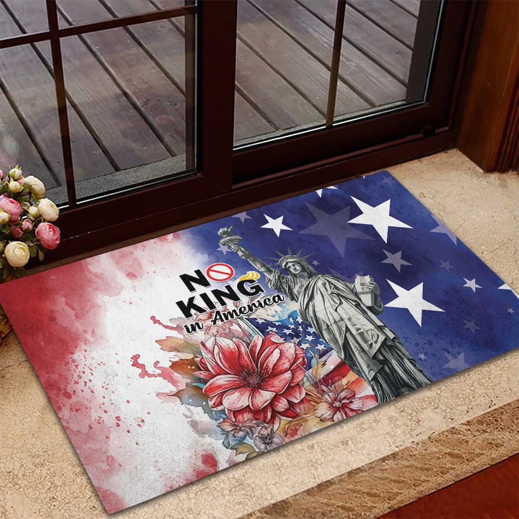 No Kings In America Rubber Doormat Watercolor Floral - Wonder Print Shop