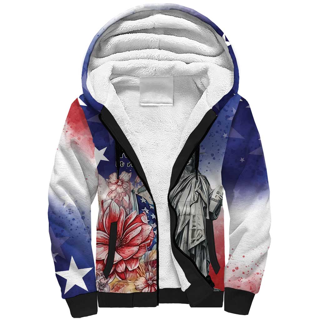 No Kings In America Sherpa Hoodie Watercolor Floral - Wonder Print Shop