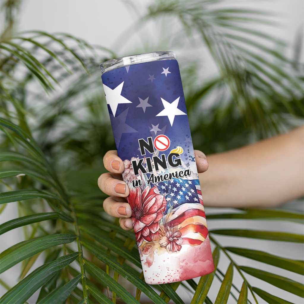No Kings In America Skinny Tumbler Watercolor Floral - Wonder Print Shop