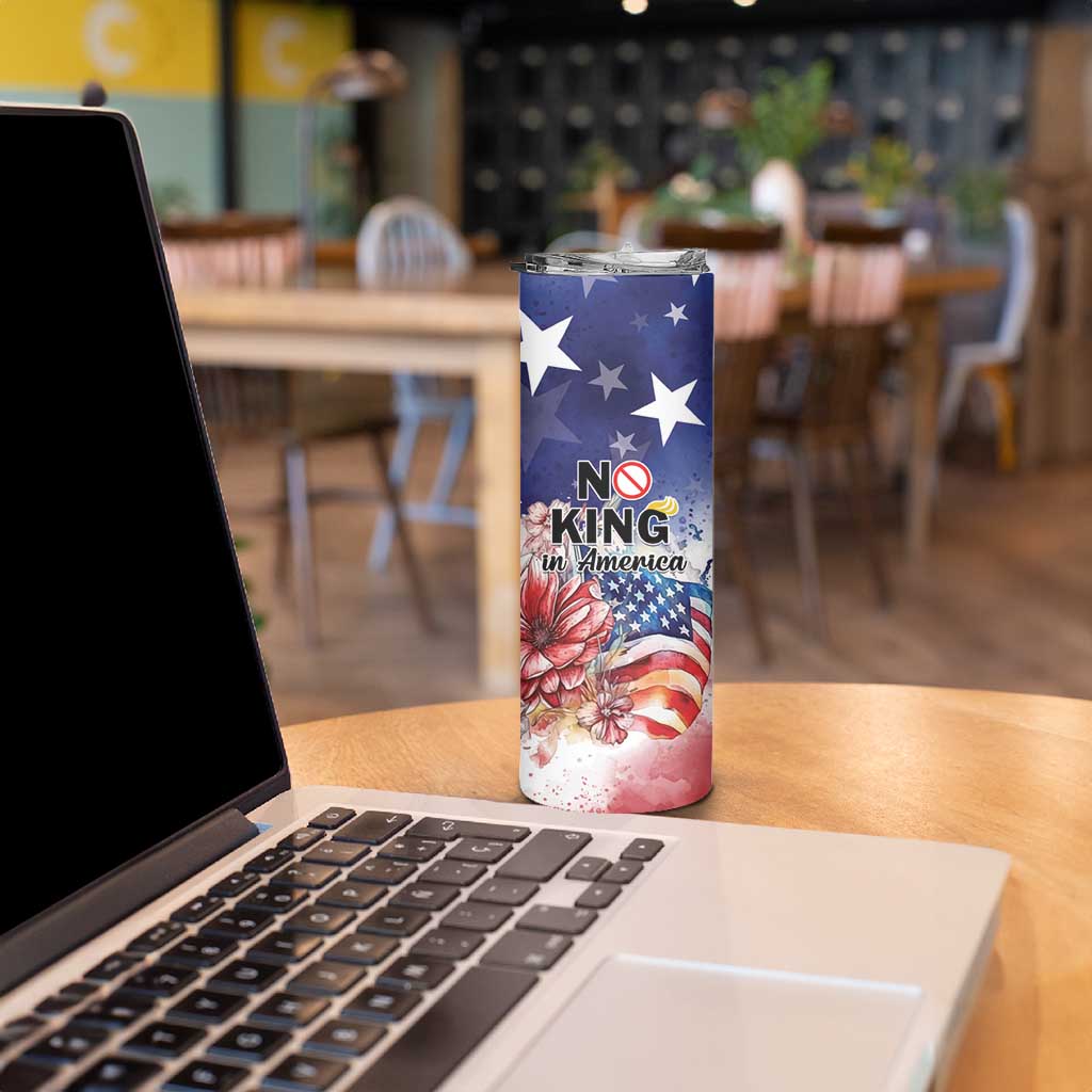 No Kings In America Skinny Tumbler Watercolor Floral - Wonder Print Shop