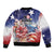 No Kings In America Sleeve Zip Bomber Jacket Watercolor Floral - Wonder Print Shop