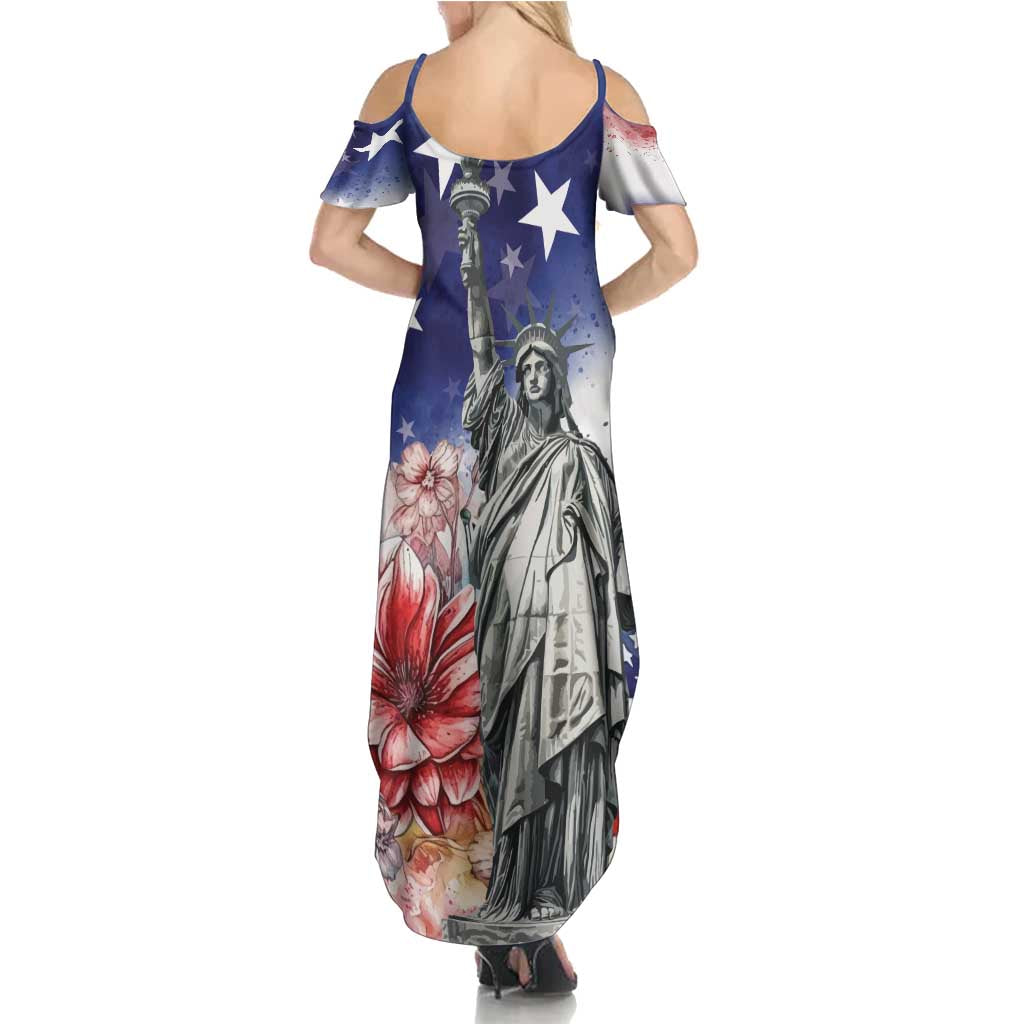 No Kings In America Summer Maxi Dress Watercolor Floral - Wonder Print Shop