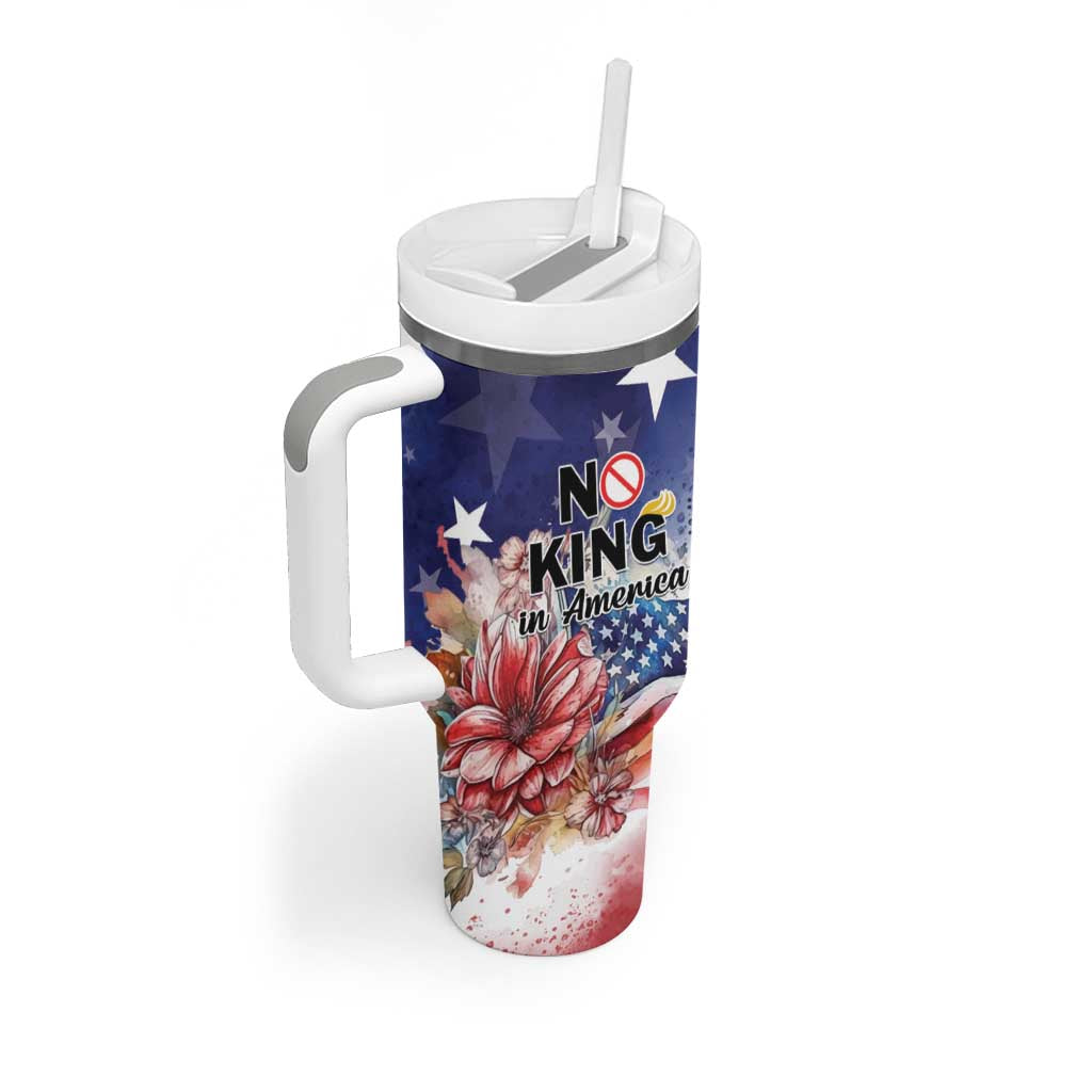 No Kings In America Tumbler With Handle Watercolor Floral - Wonder Print Shop