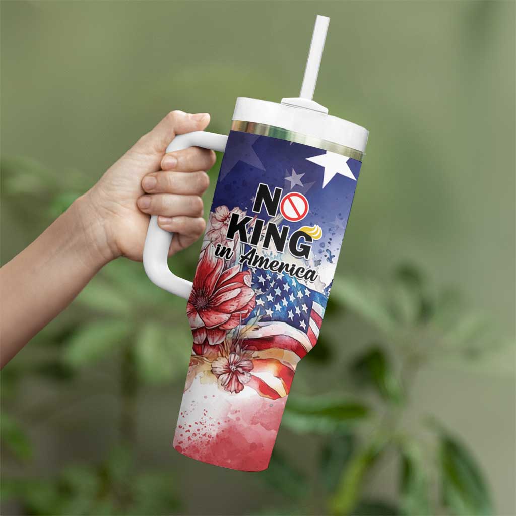 No Kings In America Tumbler With Handle Watercolor Floral - Wonder Print Shop