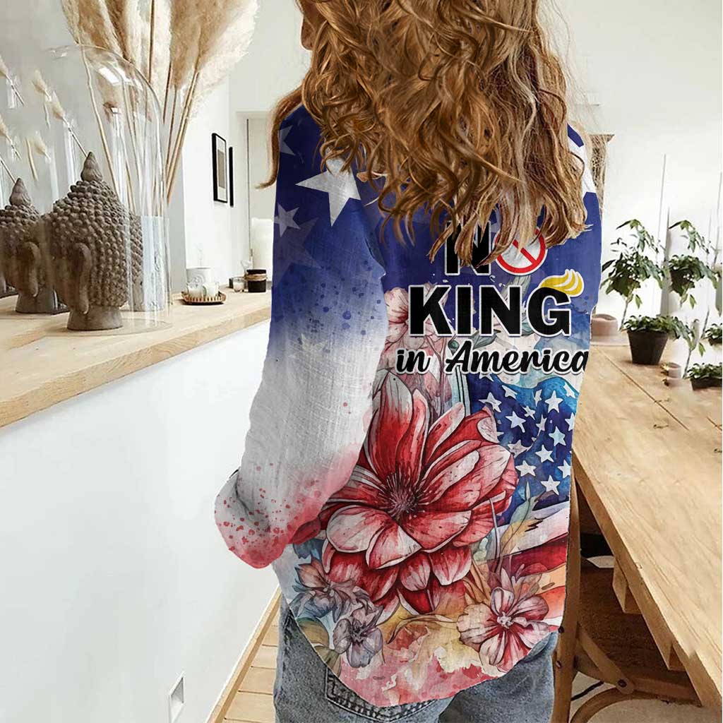 No Kings In America Women Casual Shirt Watercolor Floral - Wonder Print Shop