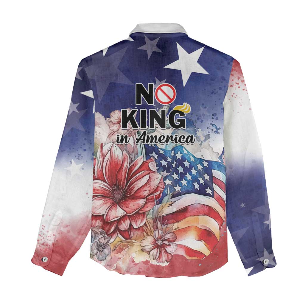 No Kings In America Women Casual Shirt Watercolor Floral - Wonder Print Shop