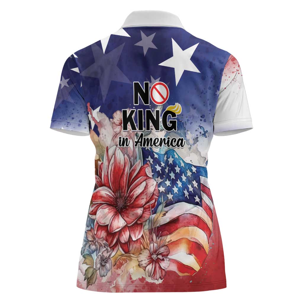 No Kings In America Women Polo Shirt Watercolor Floral - Wonder Print Shop