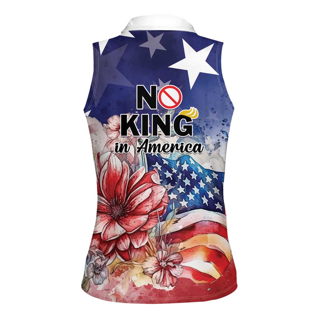 No Kings In America Women Sleeveless Polo Shirt Watercolor Floral - Wonder Print Shop