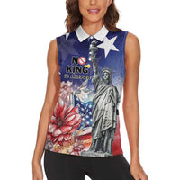 No Kings In America Women Sleeveless Polo Shirt Watercolor Floral - Wonder Print Shop