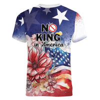 No Kings In America Women V-Neck T-Shirt Watercolor Floral - Wonder Print Shop