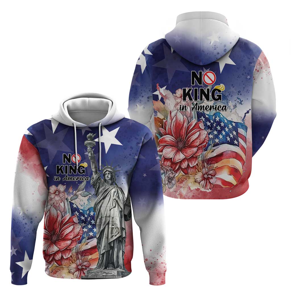 No Kings In America Zip Hoodie Watercolor Floral - Wonder Print Shop
