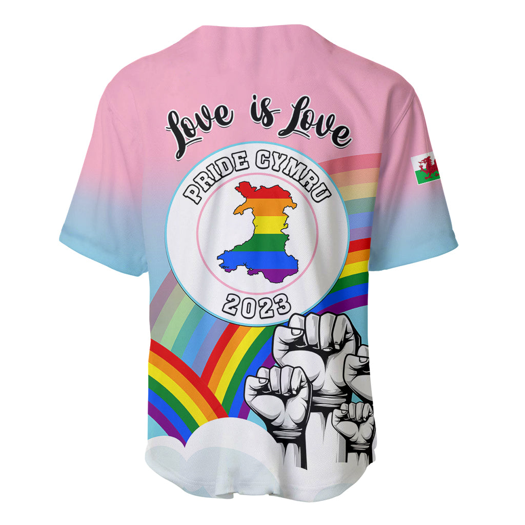 Pride Cymru Baseball Jersey Welsh Dragon Rainbow Version - Wonder Print Shop