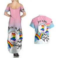 Pride Cymru Couples Matching Summer Maxi Dress and Hawaiian Shirt Welsh Dragon Rainbow Version - Wonder Print Shop