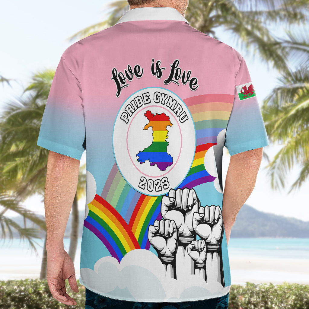 Pride Cymru Hawaiian Shirt Welsh Dragon Rainbow Version - Wonder Print Shop