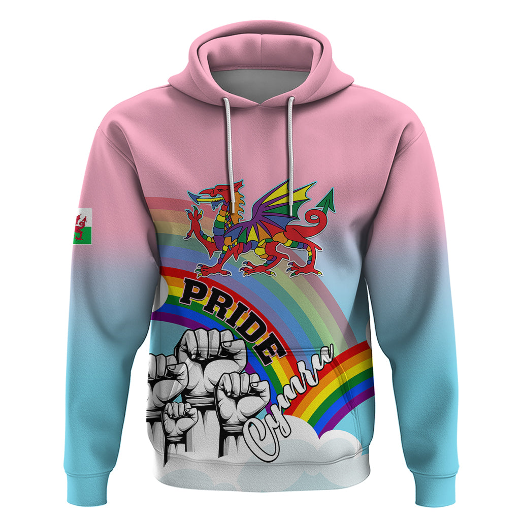 Pride Cymru Hoodie Welsh Dragon Rainbow Version - Wonder Print Shop
