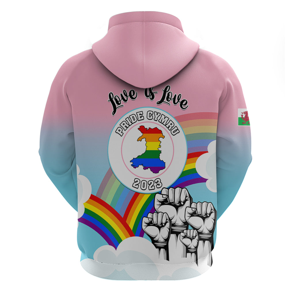 Pride Cymru Hoodie Welsh Dragon Rainbow Version - Wonder Print Shop