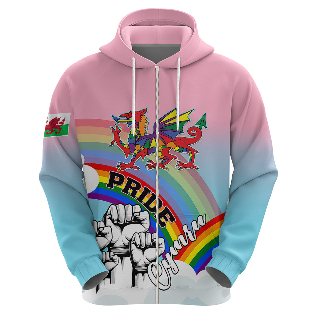 Pride Cymru Hoodie Welsh Dragon Rainbow Version - Wonder Print Shop