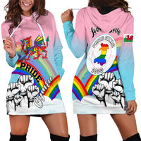 Pride Cymru Hoodie Dress Welsh Dragon Rainbow Version - Wonder Print Shop