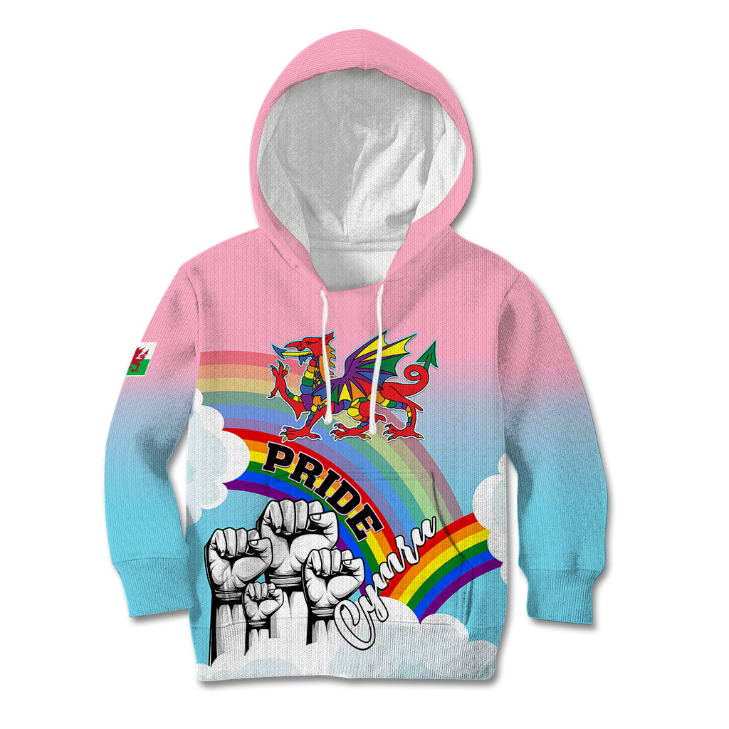 Pride Cymru Kid Hoodie Welsh Dragon Rainbow Version - Wonder Print Shop