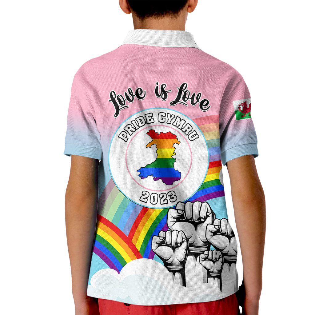 Pride Cymru Kid Polo Shirt Welsh Dragon Rainbow Version - Wonder Print Shop