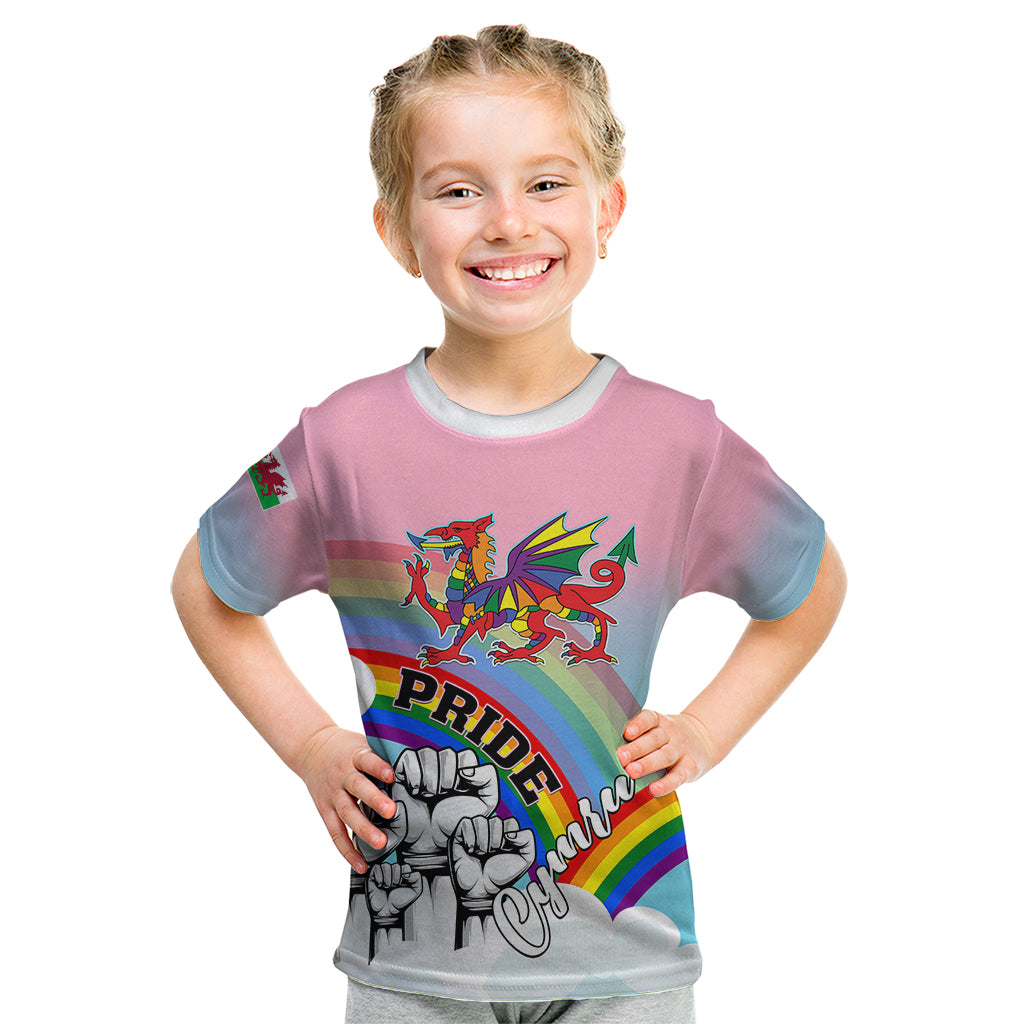 Pride Cymru Kid T Shirt Welsh Dragon Rainbow Version - Wonder Print Shop