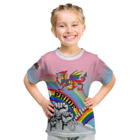 Pride Cymru Kid T Shirt Welsh Dragon Rainbow Version - Wonder Print Shop