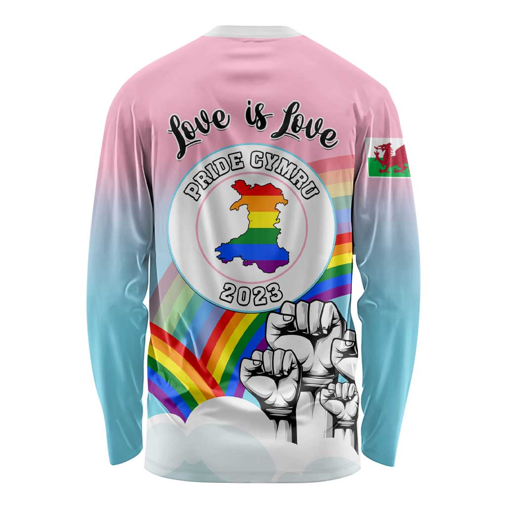 Pride Cymru Long Sleeve Shirt Welsh Dragon Rainbow Version LT01