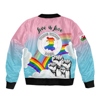 Pride Cymru Sleeve Zip Bomber Jacket Welsh Dragon Rainbow Version - Wonder Print Shop