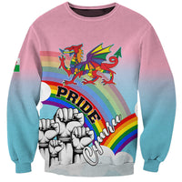 Pride Cymru Sweatshirt Welsh Dragon Rainbow Version - Wonder Print Shop