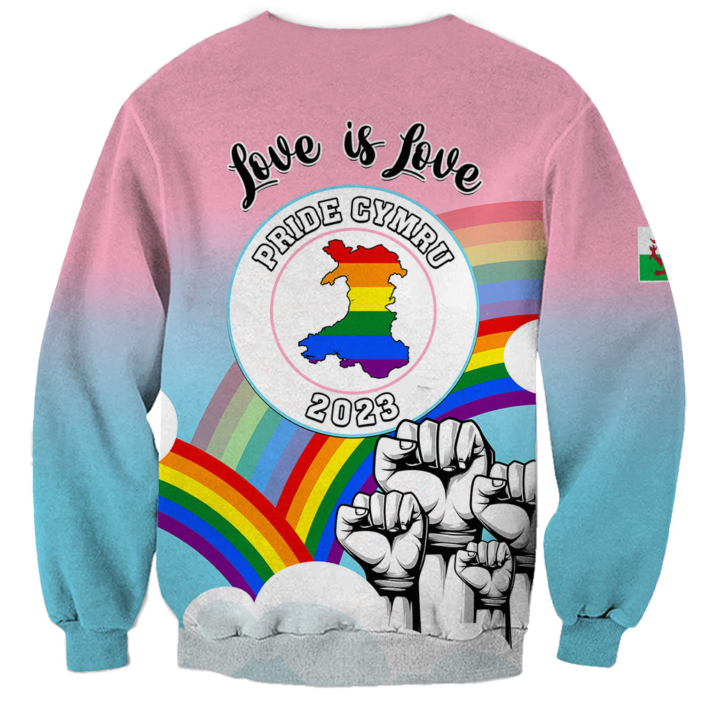 Pride Cymru Sweatshirt Welsh Dragon Rainbow Version - Wonder Print Shop
