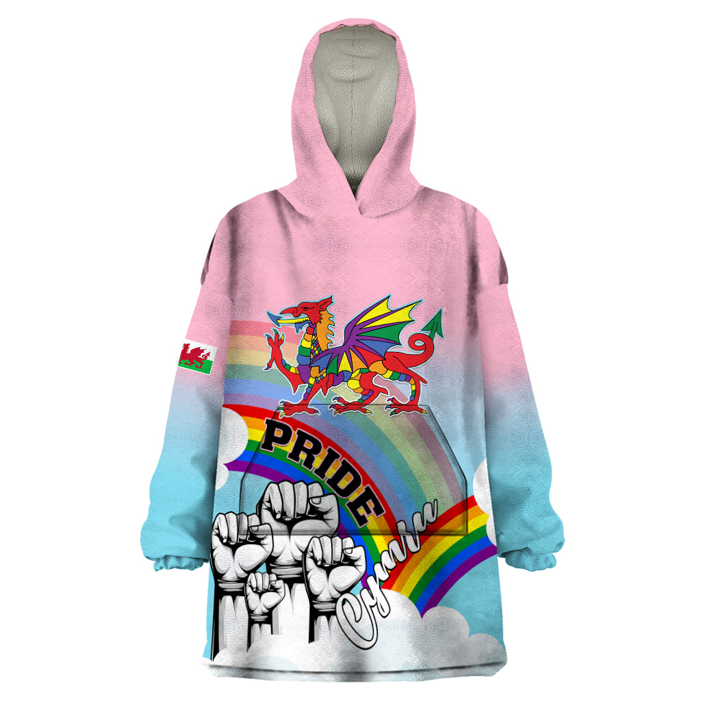 Pride Cymru Wearable Blanket Hoodie Welsh Dragon Rainbow Version - Wonder Print Shop