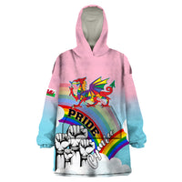 Pride Cymru Wearable Blanket Hoodie Welsh Dragon Rainbow Version - Wonder Print Shop