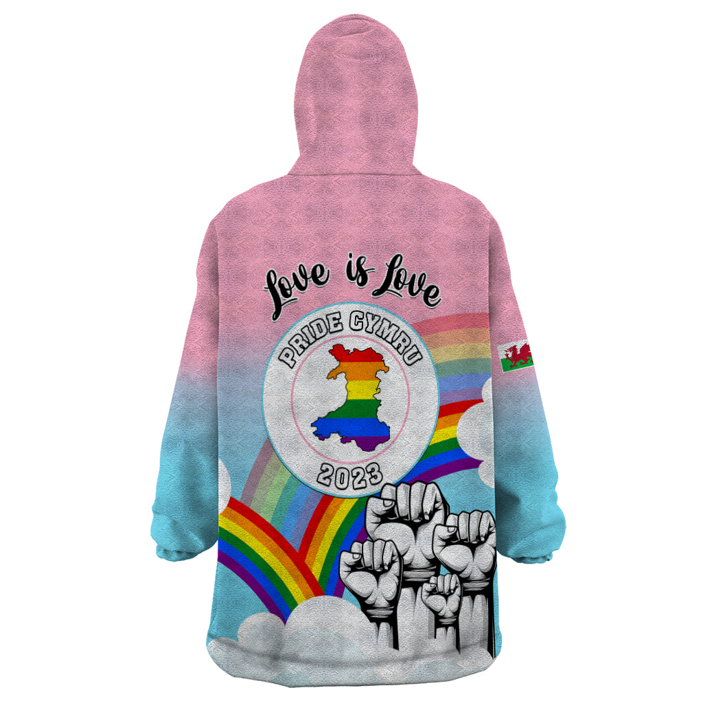 Pride Cymru Wearable Blanket Hoodie Welsh Dragon Rainbow Version - Wonder Print Shop