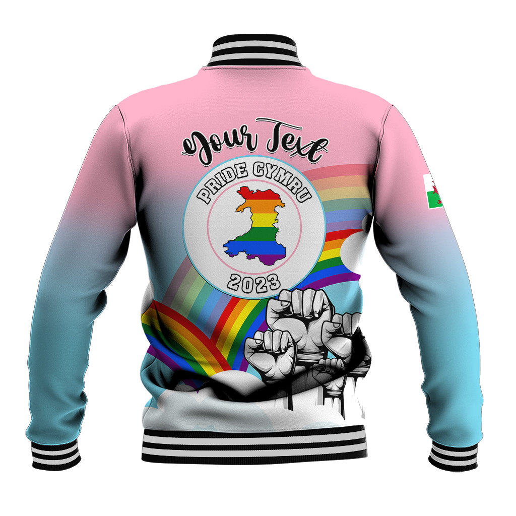 Personalised Pride Cymru Baseball Jacket Welsh Dragon Rainbow Version - Wonder Print Shop