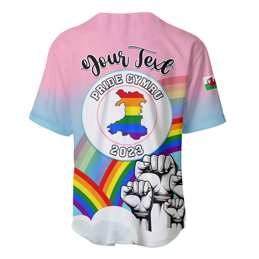 Personalised Pride Cymru Baseball Jersey Welsh Dragon Rainbow Version - Wonder Print Shop