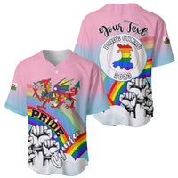 Personalised Pride Cymru Baseball Jersey Welsh Dragon Rainbow Version - Wonder Print Shop