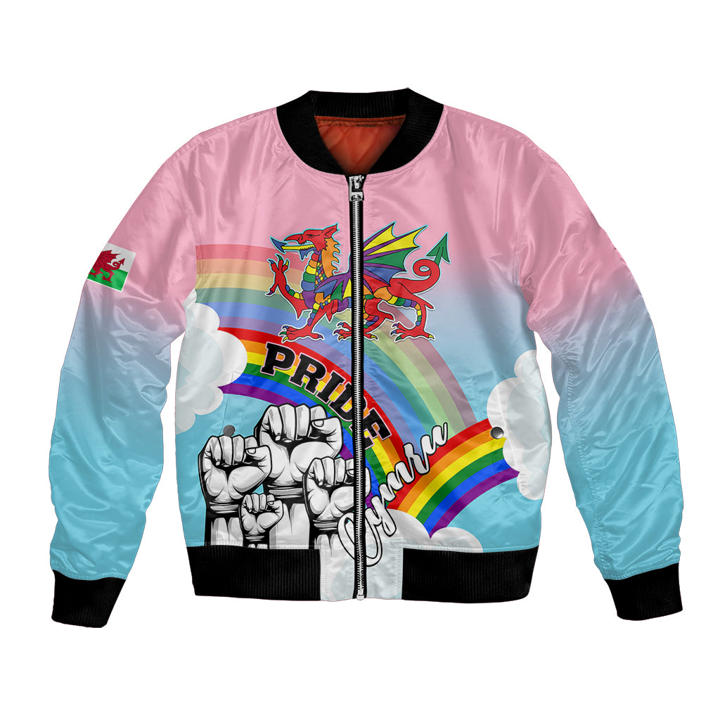 Personalised Pride Cymru Bomber Jacket Welsh Dragon Rainbow Version - Wonder Print Shop
