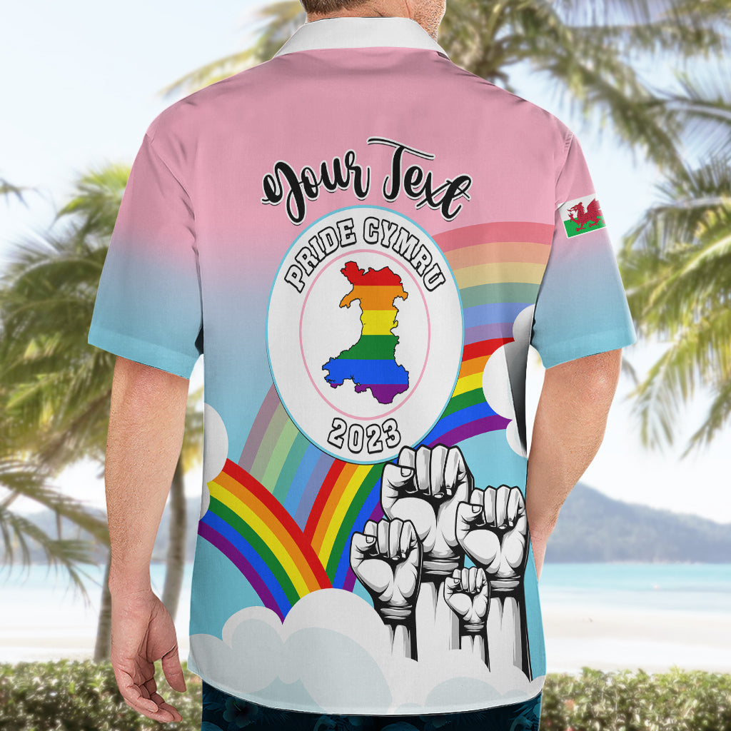 Personalised Pride Cymru Hawaiian Shirt Welsh Dragon Rainbow Version - Wonder Print Shop