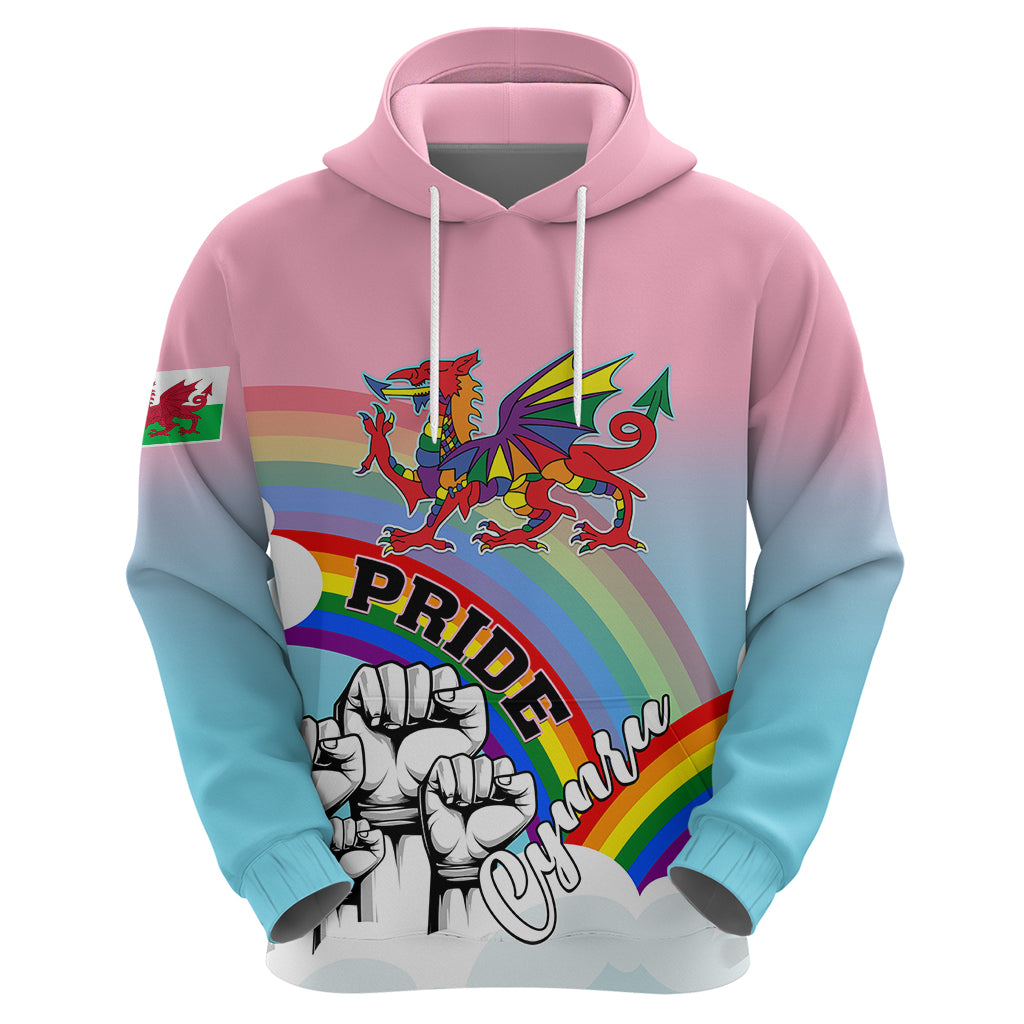Personalised Pride Cymru Hoodie Welsh Dragon Rainbow Version - Wonder Print Shop